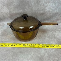 Vision Corning Ware Amber Glass Saucepan Pot w/Lid