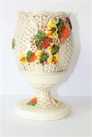 Mexican Ceramic Vase with Weave & Leaf