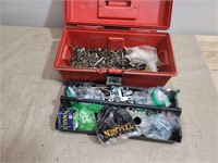 Toolbox with Contents of Vintage Hardware
