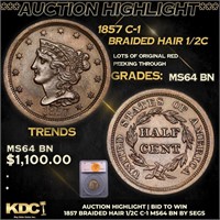 ***Auction Highlight*** 1857 Braided Hair Half Cen