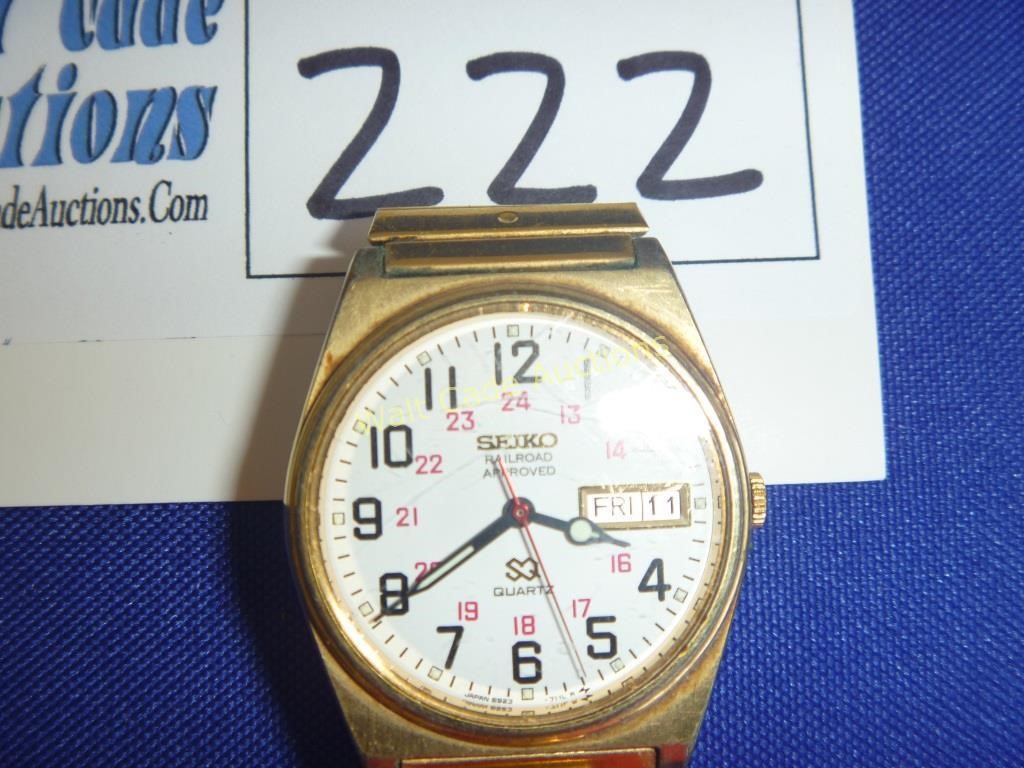 Seiko Watch-Railroad Approved Gold Toned Watch | Walt Cade Auctions