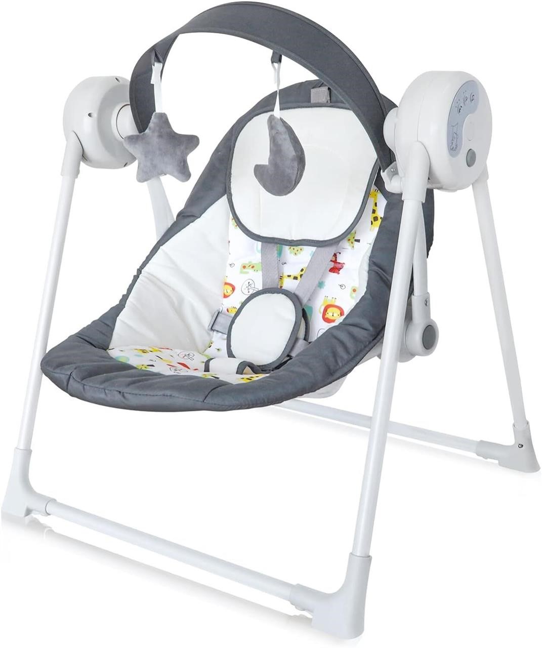 Grey Electric Portable Baby Swing