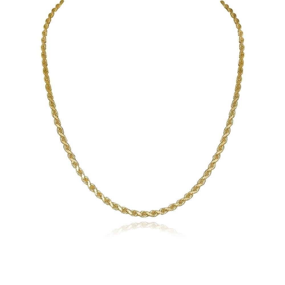 14K SOLID YELLOW GOLD ROPE CHAIN NECKLACE