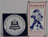 2 SS Telephone & Cracker Jack Advertising Signs
