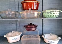 COVERED BAKEWARE CORNING FEDERAL & ANCHOR HOCKING