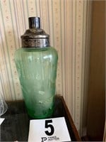 Green Glass Cocktail Shaker- W (Living Room)