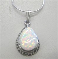 South West Sterling Silver Opal Tribal Necklace
