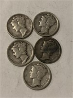5 Mercury Dimes
