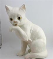 9.5" Gobel White Glazed Ceramic Cat