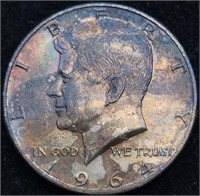 1964 Kennedy Silver Half Dollar Toned Kennedy Half