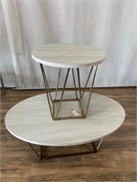 Brass Finish Modern Base Coffee & End Tables