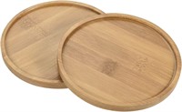 LAHONI 2 Pieces Bamboo Plant Saucer, 5.7 Inch