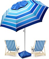 8FT Large Beach Umbrella Level 7 Wind Resistance D