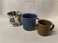 (3) Contemporary Agateware Mugs