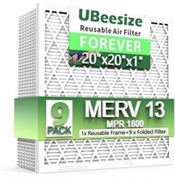 UBEESIZE REUSABLE AIR FILTER 20X20X1 (9-PACK),