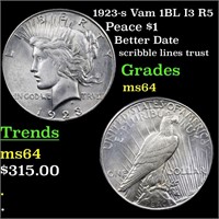 1923-s Vam 1BL I3 R5 Peace $1 Grades Choice Unc