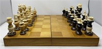 Complete vintage wood chess board set