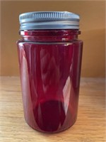 Pint Red Glass Jar w lid