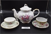Teapot and Cups - Staffordshire