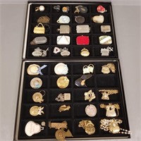 2 cases with vintage coin/ token holders,