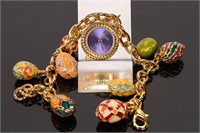 JOAN RIVERS Fabergé Egg Charm Bracelet / Watch