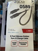 6 FOOT SILICONE RUBBER SYNC AND CHARGE CABLE