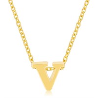 Goldtone Initial Small Letter V Necklace