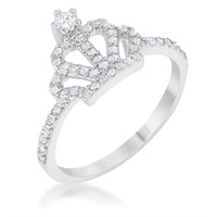 Elegant Round .36ct White Sapphire Crown Ring
