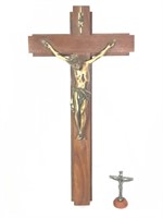 Vtg Wood Sick-Call Crucifix & Mini. Crucifix