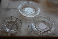 Lot of 3 crystal dishes