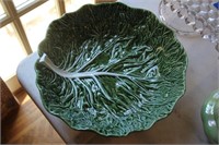 XL ceramic lettuce leaf serving bowl