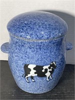 VINTAGE POTTERY STYLE LIDDED COW POT WITH HANDLES