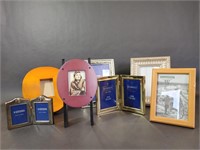 7 Picture Frames Wood, Silver,Gold. Porcelain Tray