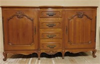 Louis XV Style Bow Front Cherry Wood Buffet.
