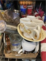 assorted coffee mugs and beer glasses