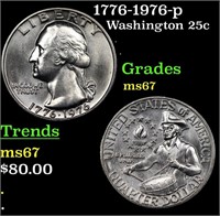 1776-1976-p Washington Quarter 25c Grades GEM++ Un