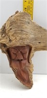 OLD MAN CARVED OUT FACE IN WOOD SIGNED 14X10