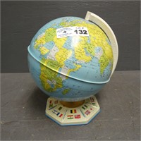 9" J. Chein Tin Litho World Globe