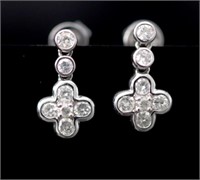 Diamond set 18ct white gold drop earrings
