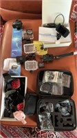 Lot of 4 Sport Action Cameras & Accessories