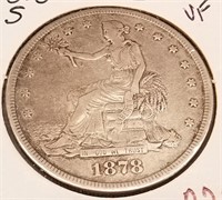 1878-S trade Dollar VF-Cleaned
