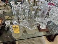 GLASS CANDLESTICK HOLDERS