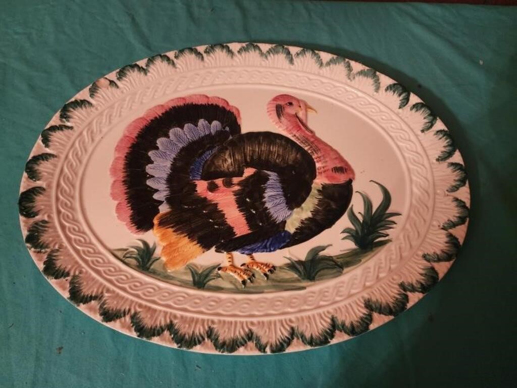 18x14 Turkey Time platter, has chip see pic