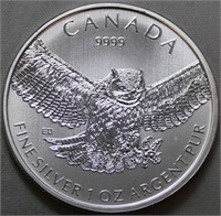 Canada $5 Wildlife Silver Bullion 2015 Great Horne