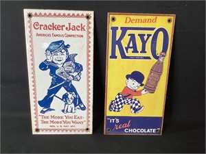 Cracker Jack & Kayo Chocolate Porcelain Signs