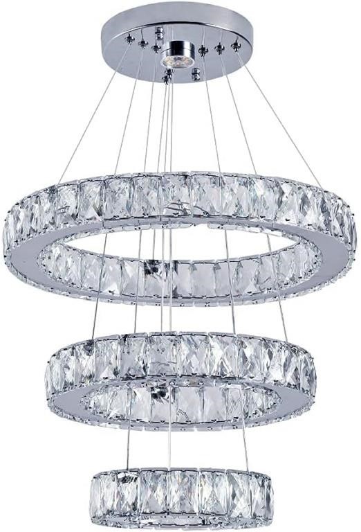 Modern Crystal Chandelier Light, LED 3 Rings