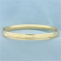 Etched Design Hinged Bangle Bracelet in 14k Yellow