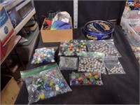 Marbles & Marble Bags/Tin Lot