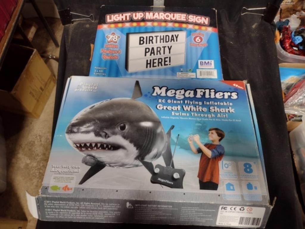 Great White Shark Mega Flyer & Light Up SIgn Lot