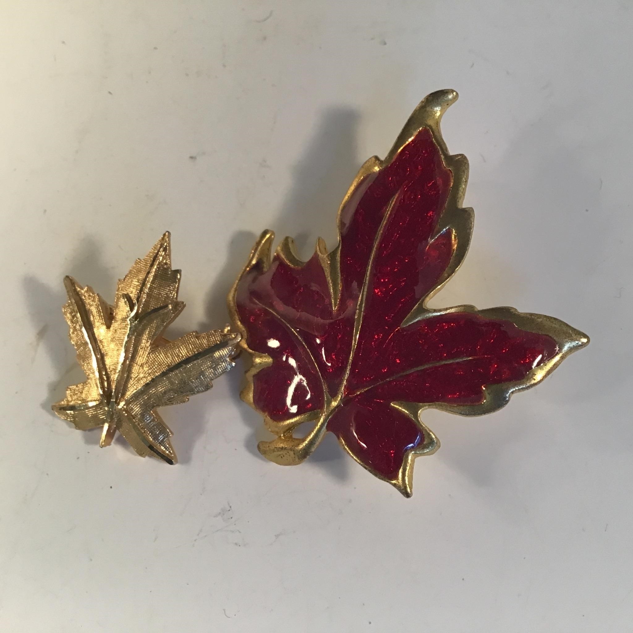 2 CORO MAPLE LEAF PINS